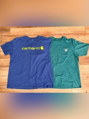Carhartt Men’s set of 2 short sleeve T-shirt’s  Blue Tee & green both sz XLarge